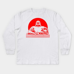 Buddhism Art Red Color Kids Long Sleeve T-Shirt